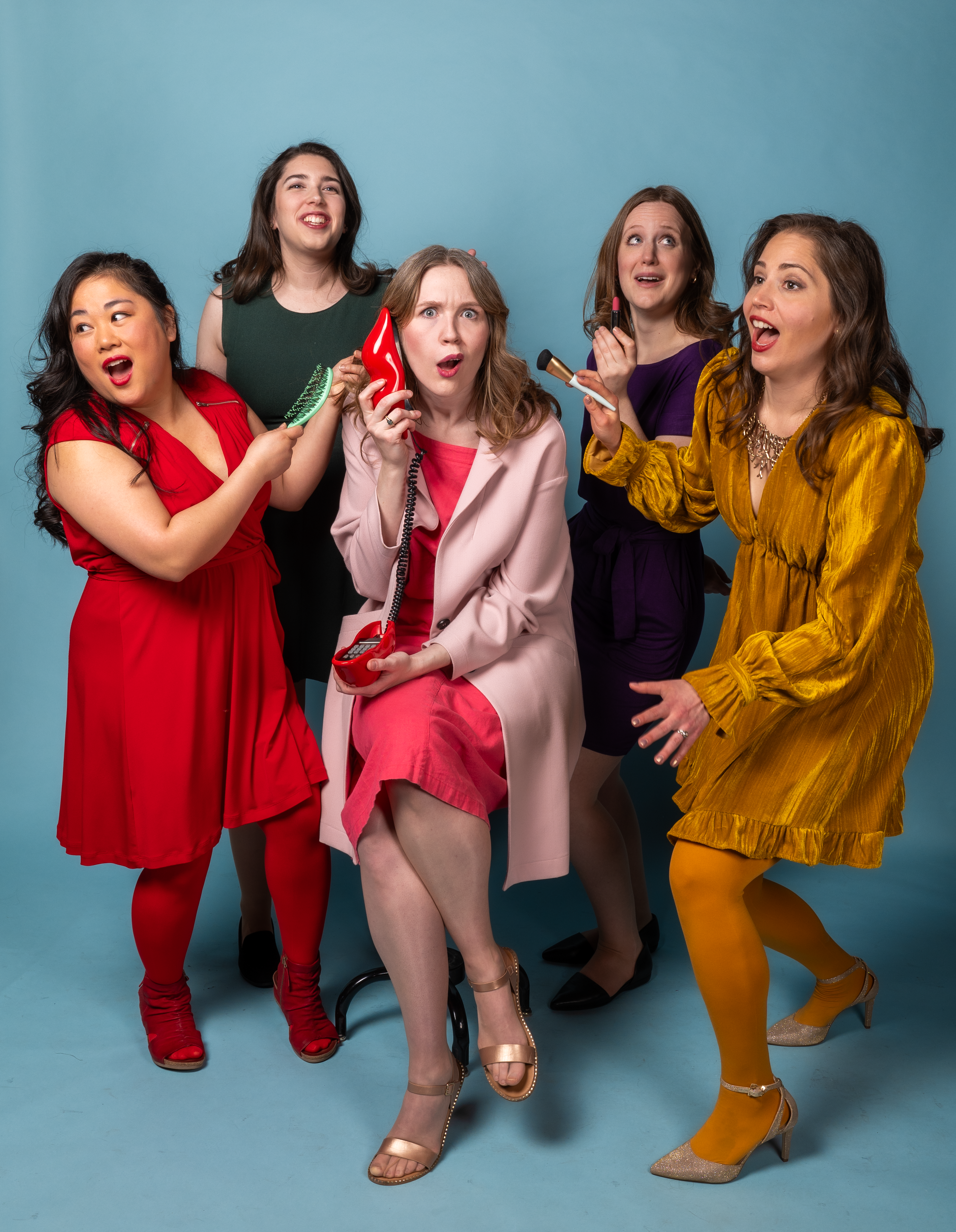 Big Chick Energy Sketch comedy troupe from left to right Julia Jones Samantha Sexton Alicia Carrick Emily Milling Jo Anne Tacorda